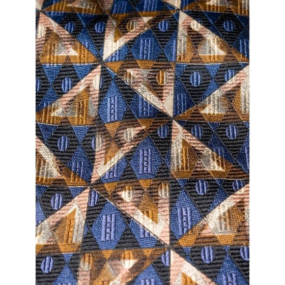 Robert Talbott Best of Class Brown Blue Geometric 100% Silk Men's Designer Tie - Picture 5 of 5